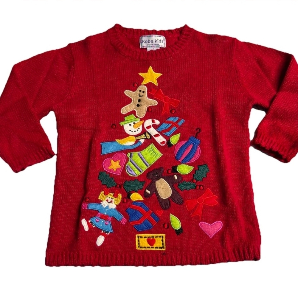 Kobe Kids Vintage Christmas Sweater 90s Girls Size 4